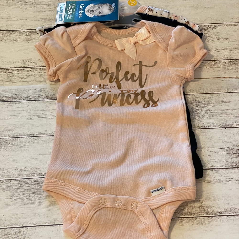 Gerber Organic 3pc Onesies 3-6M